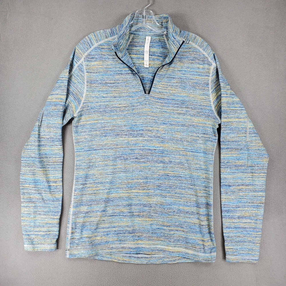 Lululemon Metal Vent Tech 1/2 Zip Pullover Mens M Blue‎ Space Dye Mock Neck